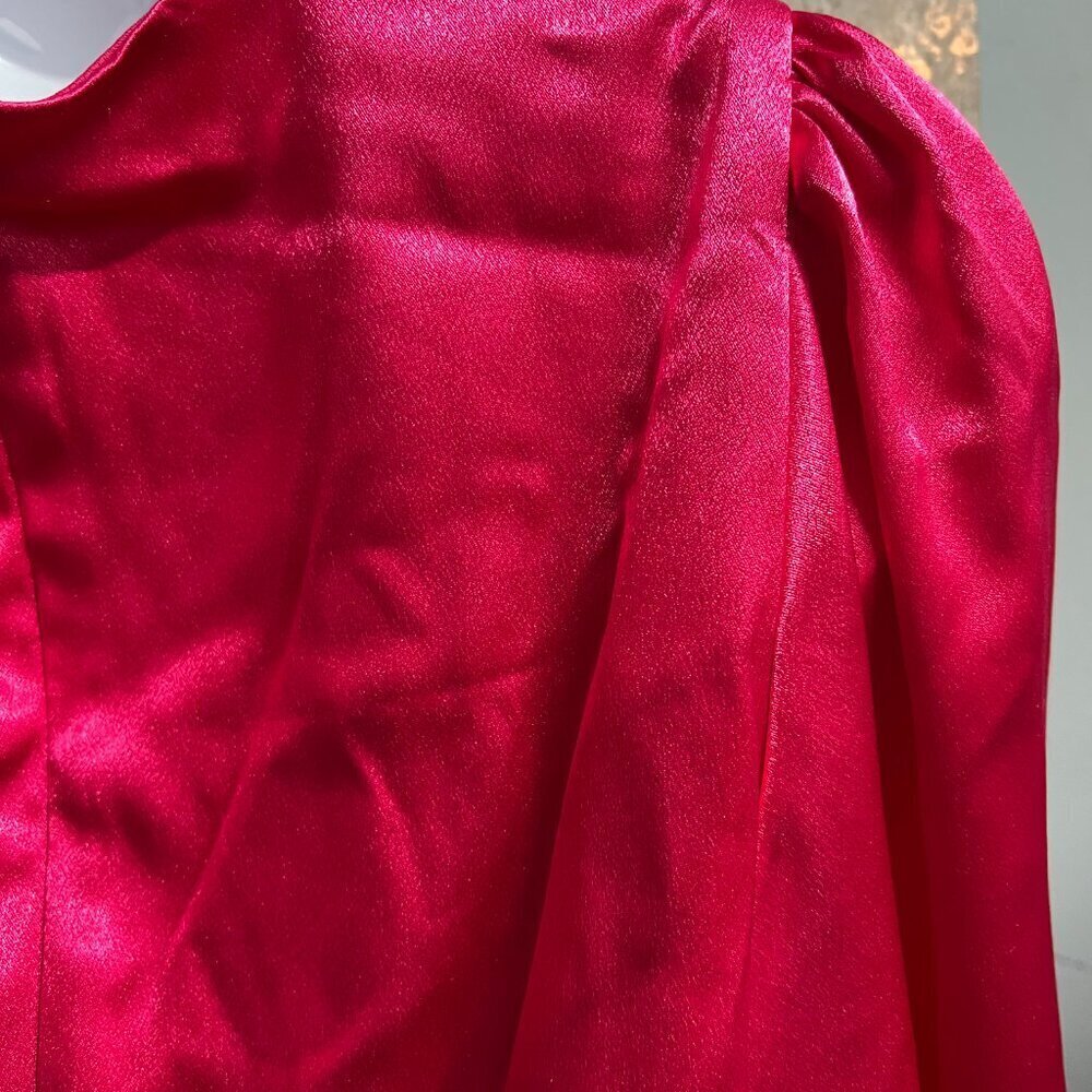 Donna Ricco Dress Pink Satin Long Sleeve Formal Dress Size 2 - Picture 4 of 11